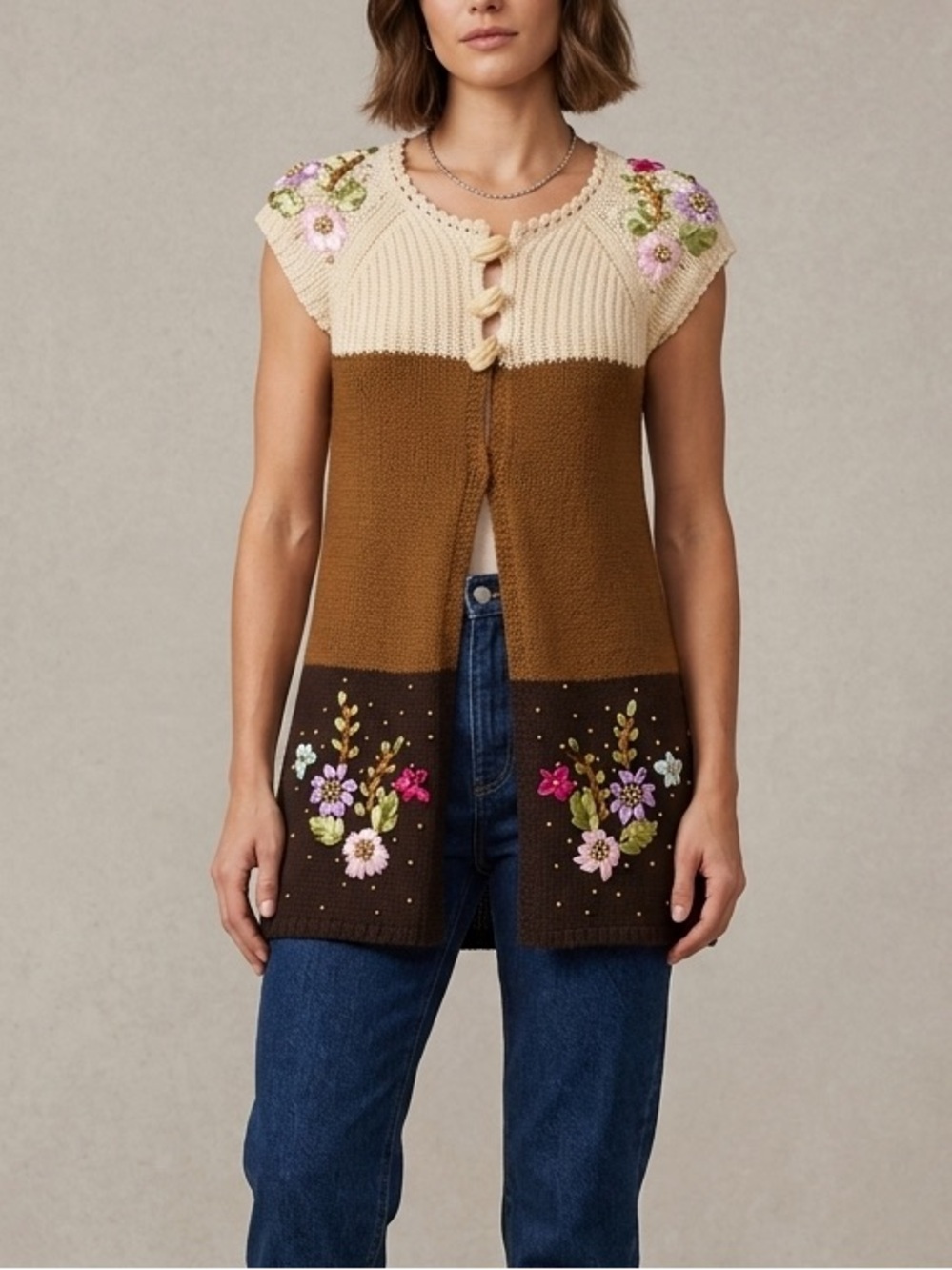 Colorblock Knit‎ Vest Size Medium